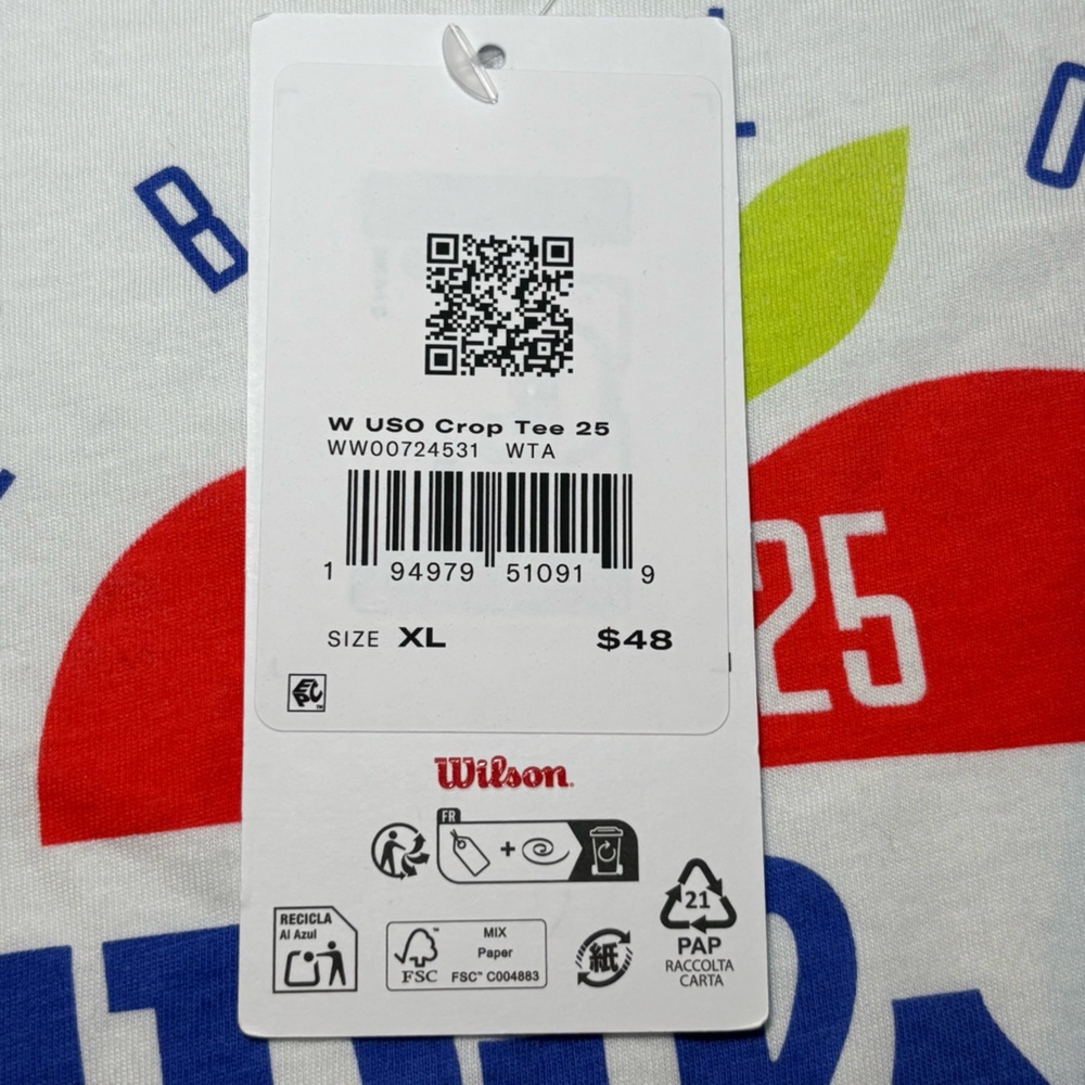 Wilson Women’s US Open 2025 Crop Top T-Shirt New with Tag XL - Picture 5 of 9